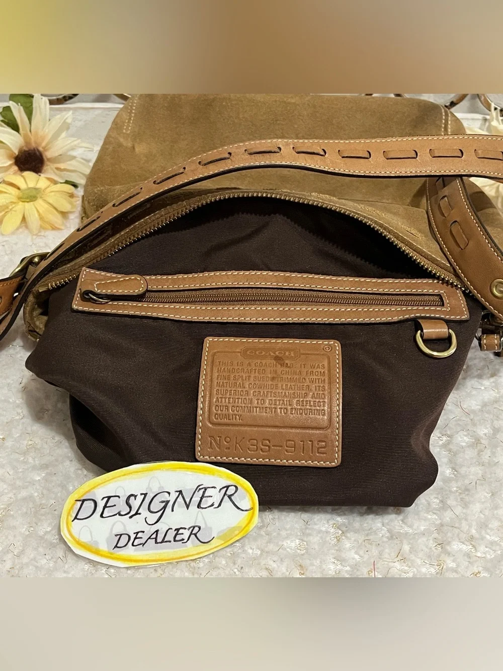 COACH Vintage Suede Whipstitch Shoulder Bag 9112